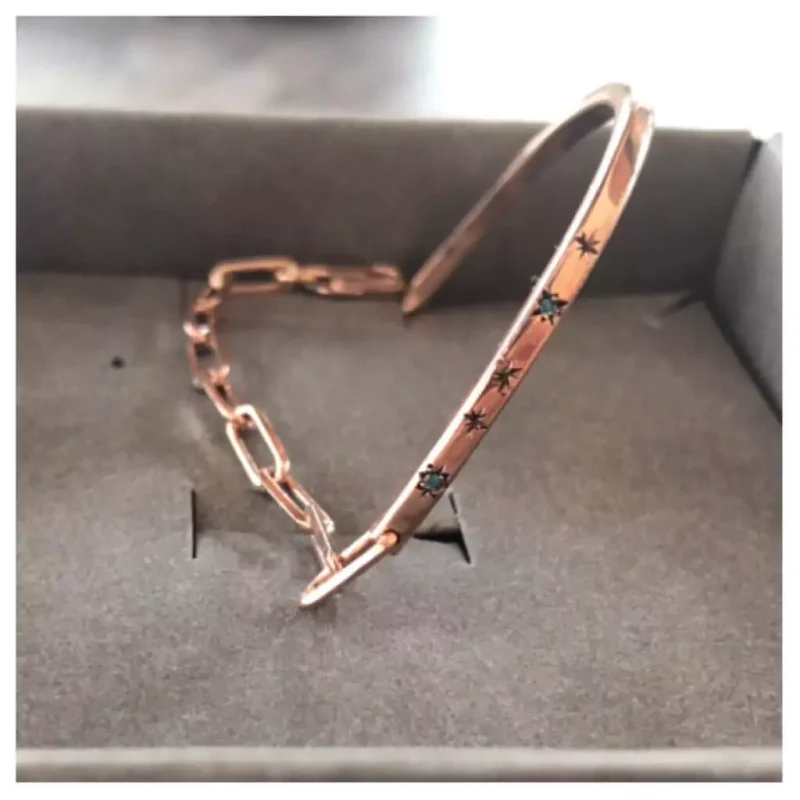 Trend north star kutup yıldızı 925 ayar gümüş el yapımı rose gold kaplama