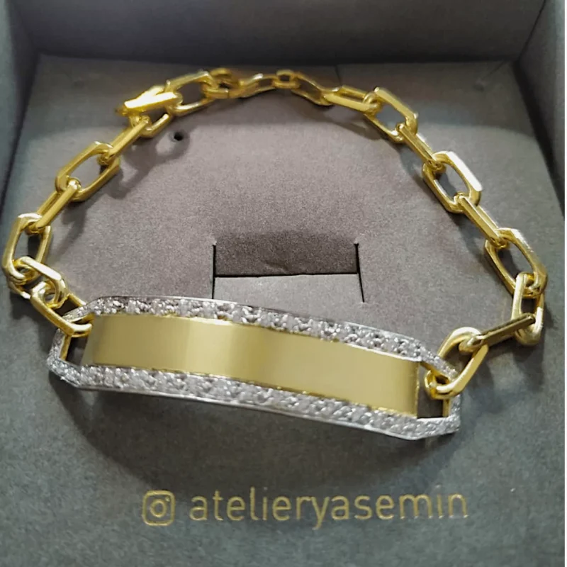 pırlanta taşlı plaka 925 ayar gümüş bileklik modelleri unisex