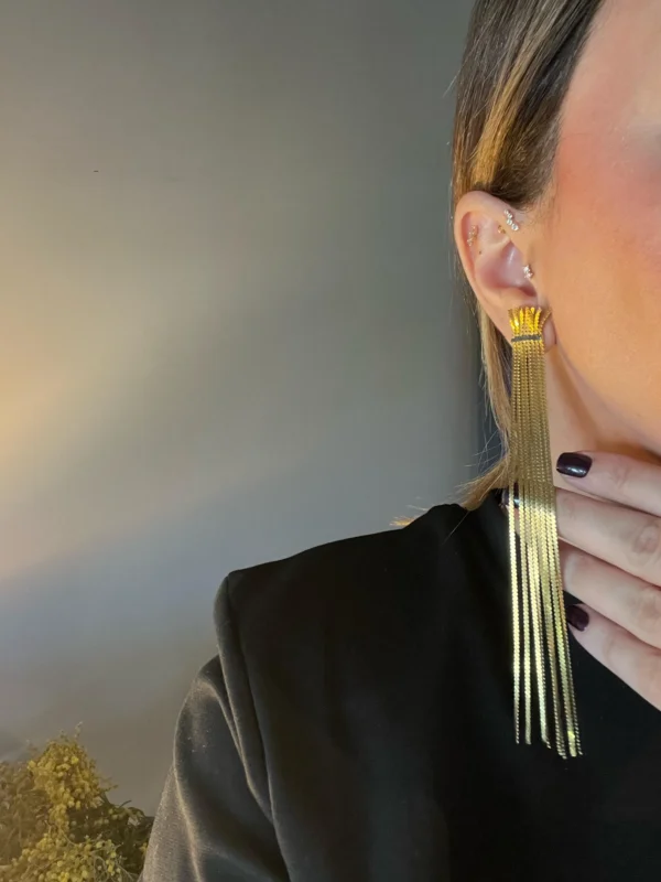 uzun zincir küpe moda modern tarz tasarım el yapımı 925 ayar gümüş sipariş