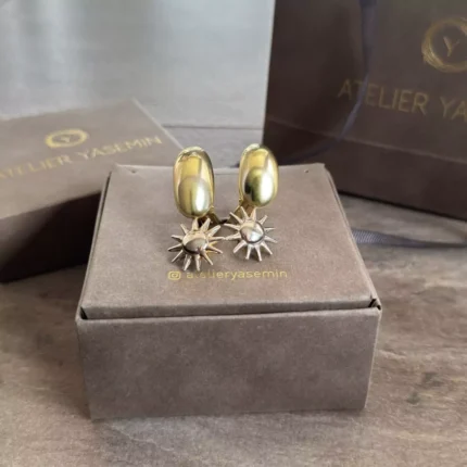 Klipsli 925 ayar gümüş güneş küpe