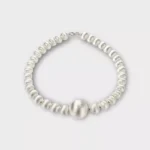 Balloon Baby Çizgili İri Top Süzme Bold Kolye 925 Ayar Gümüş El Yapımı Modern Trend