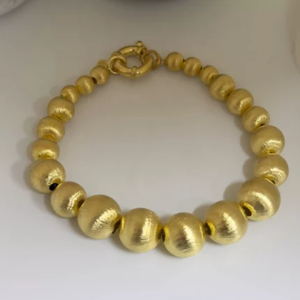 Balloon Baby Çizgili İri Top Süzme Bold Bileklik 925 Ayar Gümüş El Yapımı Modern Trend