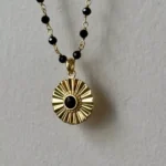 Oniks Taşlı Salsa Kolye & Zincir – Özel Tasarım. Mikron Altın Kaplama 925 Ayar Gümüş El Yapımı