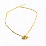 Modern Top Zincirli Göz Kolye Altın Renk Mikron Kaplama Tasarım