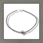 El Yapımı Siyah Renk Geçişli İnci Kolye, Mikron Altın Kaplama Ve 925 Ayar Gümüş Detaylı.