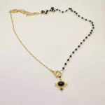 925 ayar gümüş el yapımı oniks taşlı zincir kolye, sade ve modern tasarım.