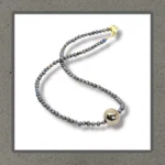 Minimal Tasarımlı El Yapımı Siyah Renk Geçişli İnci Kolye, 925 Ayar Gümüş Ve Mikron Altın Kaplama.