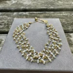 El Yapımı Kum İncisi Detaylı Ayarlanabilir Gümüş Bileklik