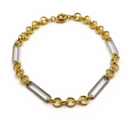 Modern Link Tasarımlı Taşlı Mixed Halka Zincir