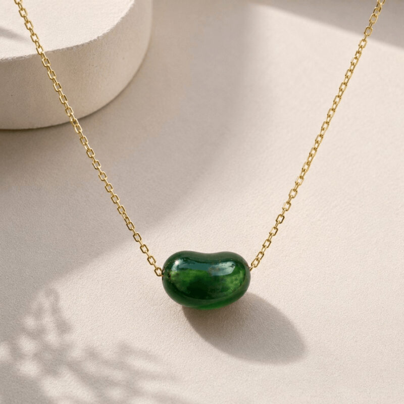 14K Yeşim-Jade Taşlı Altın Kolye.